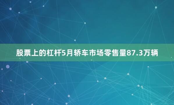 股票上的杠杆5月轿车市场零售量87.3万辆
